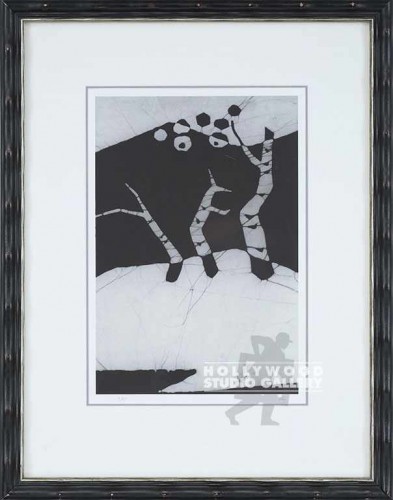 25X19 UTAY B/W BATIK-3 TREES/ WAVY