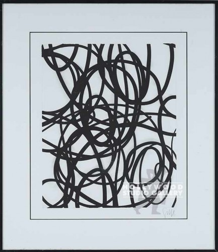 34X29 HALL TRELLIS 4 B/W SCRIBBLE
