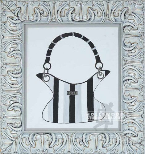 19X17 ROSA BLK-GRY-WHT STRIPE PURSE