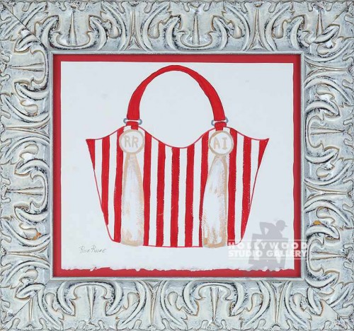 18X19 ROSA RED-WHT STRIPE PURSE/WHT