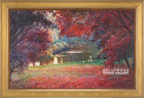 37X54 GAB.RED LANDSCAPE-LAKE/PANEL