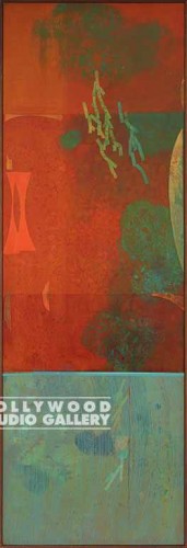 72X25 HUCK TURQ-RED MIX-MEDIA PANEL