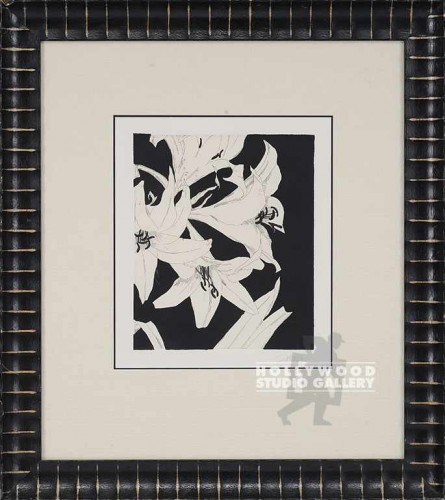 28X24 JARDINE B/W LILLIES ENGRV/BLK