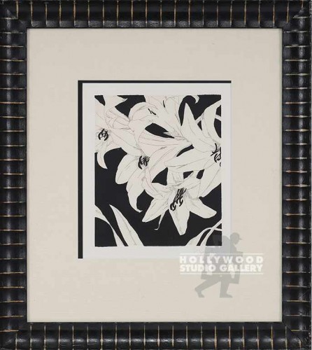 28x24 JARDINEB/W LILLIES ENGRV/BLK