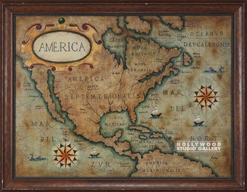 35X45 JULIUS ANTQ AMERICA MAP CNVAS
