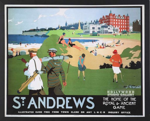 38X47 VINT.ST.ANDREWS GOLF PSTR/BLK