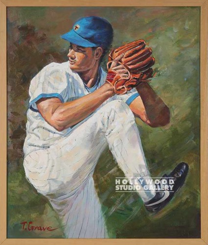 26X22 GRAVE BASEBALL PITCHER CANVAS