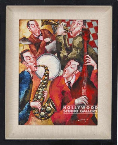 21X17 FUNNY JAZZ MEN-SAX CNVS/BLACK