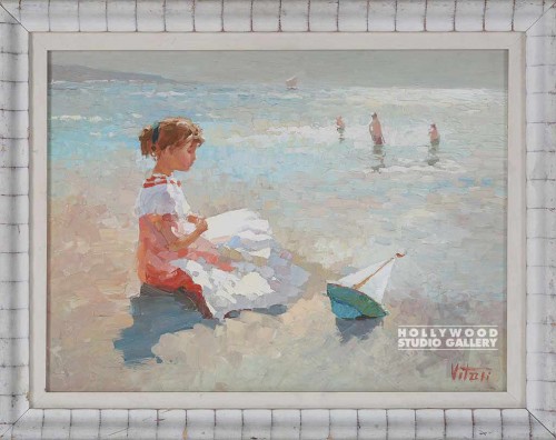 15X19 VITALI ORIG.LIL GIRL-BEACH/WH