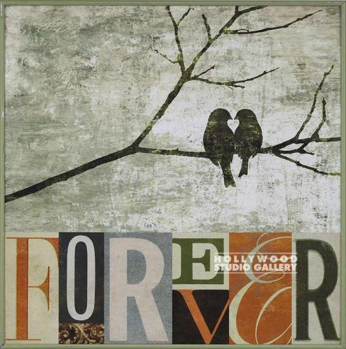 25X25 BRADLEY "FOREVER"-2 BIRDS/GRN