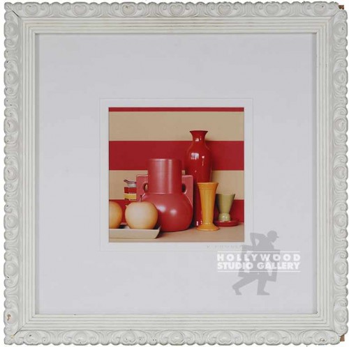 20X20 RF ORNG POTTERY-STRIPES/WHITE