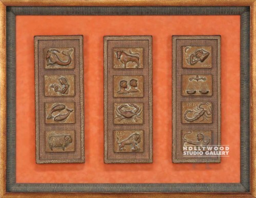 35X44 VINT.4 ZODIAC RELIEFS ON ORNG
