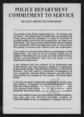 34X24 POLICE DEPT.SERVICE MOTTO/BLK