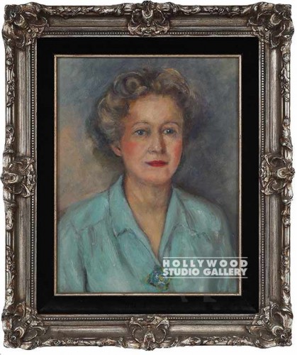 26X21" PORTRAIT OF WOMAN IN GREEN SUIT