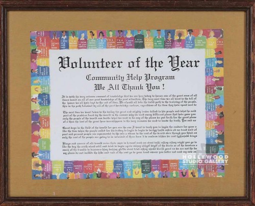 12X16 VOLUNTEER OF THE YEAR CERT..