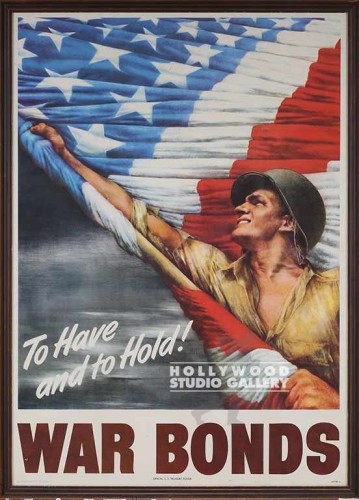 42X30 WW II FLAG-SOLDIER-BONDS/WD