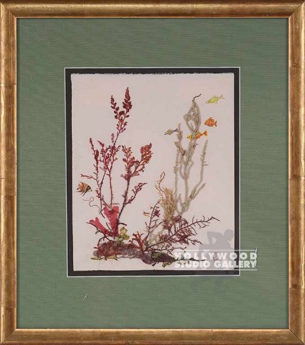 18X16 DRIED PLANTS-FISH COLLAGE/GLD