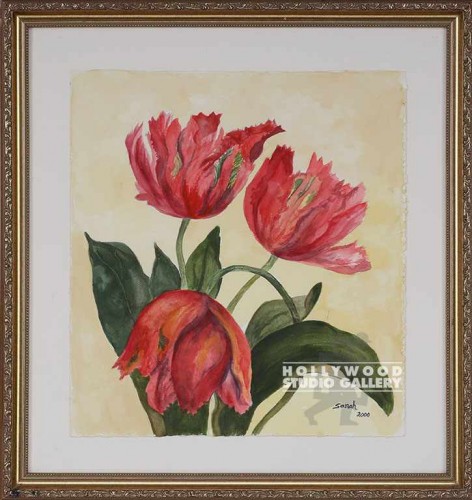 22X21 SARAH (3) RED/WATRCLOR/TULIPS