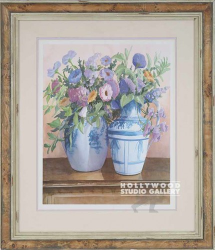 29x24 Floral/Silver Ribbed Frame