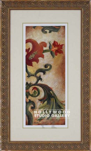 31X18 HAZEL FLORAL-CURVES-RED-GOLD