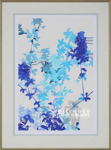 24X18 HABLE CONST.FLORAL2-BLU/BRASS
