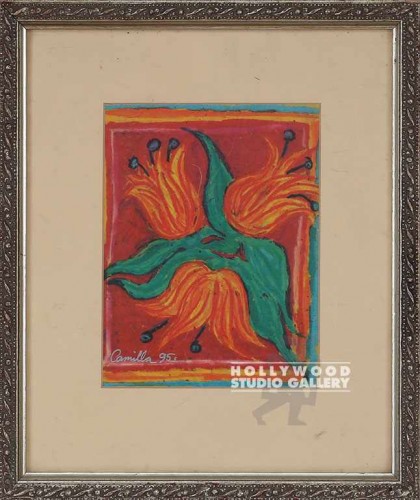11x9 Camilla Three Orange Flowers/SILVR