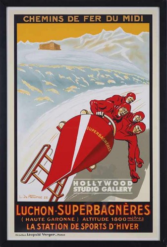 52X35 VINTAGE BOBSLED 1922 POSTER
