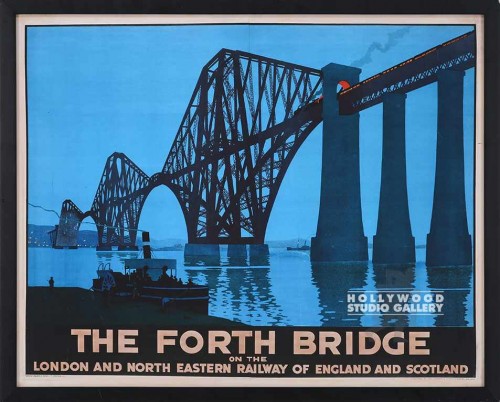38X46 "FORTH BRIDGE" VINT. RAIL/BLK