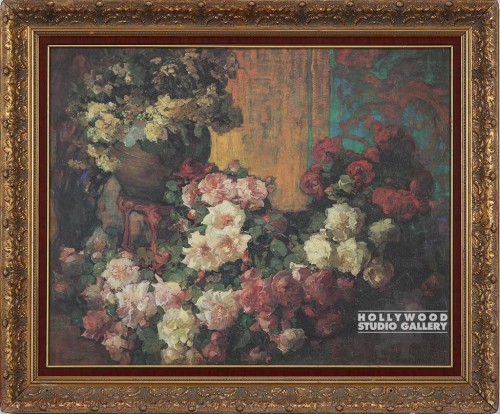34x41" BISCHOFF/ROSES/GOLD ORNATE FR.