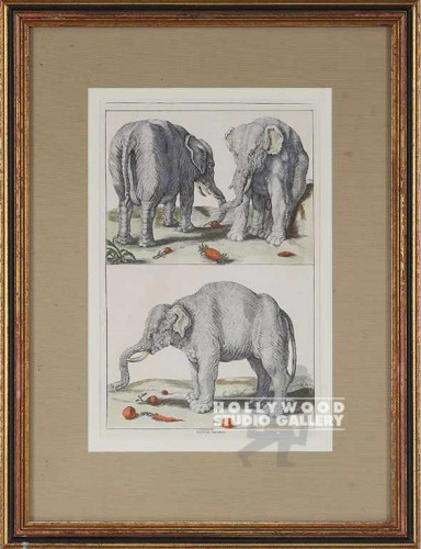 19X14 ANTQ.ELEPHANT(S)ENGRVNG/GOLD