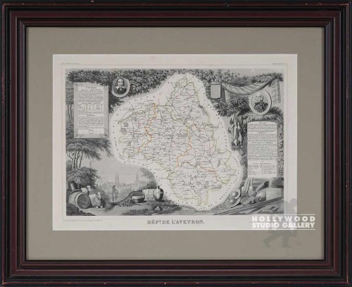 22x26" FRENCH MAP-L`AVEYRON