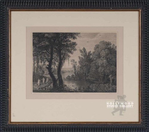 22X25 ANTQ.ENGRV.FOREST-LAKE/BLK