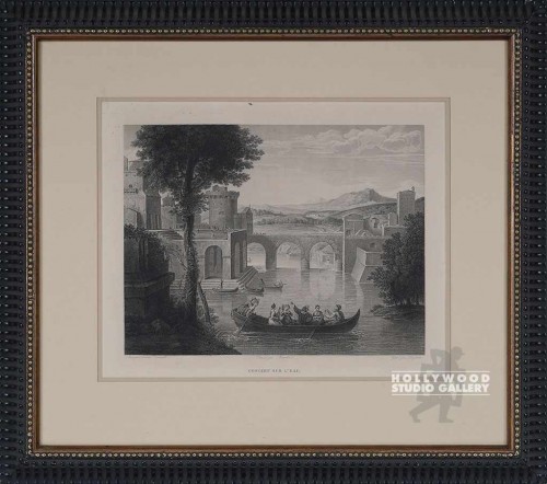 22X25 ANTQ.ENGRV.CASTLE-LAKE/BLK