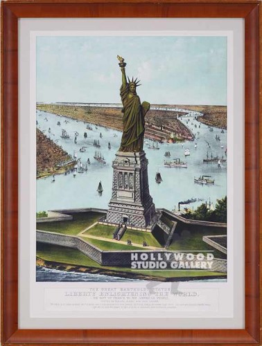 37X27 VINT.STATUE>LIBERTY-HARBOR/WD