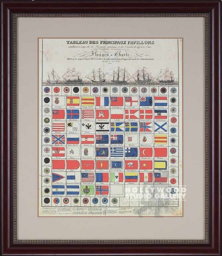 32X27 ANTQ.FLAGS CHART W/SHIPS/RED