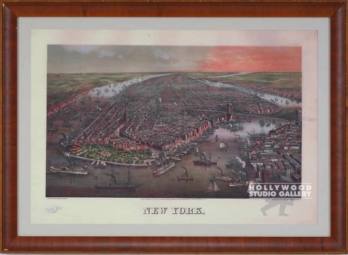 27X36 ANTQ."NEW YORK" BIRDSEYE/CHER