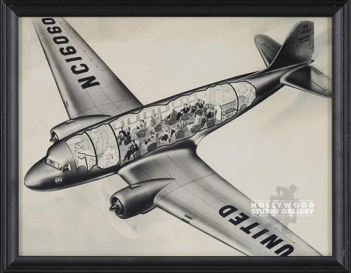 9X12 B/W UNITED AIRLINES PIC/BLCK FR