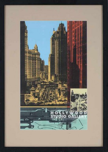 24X18 RF CHICAGO COLLAGE/BLCK FRM