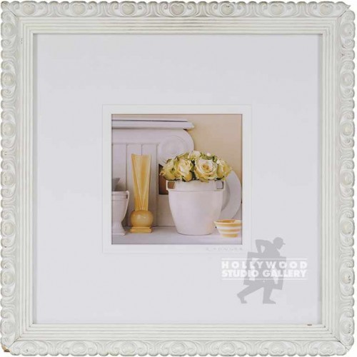20X20 RF WHT-YEL POTTERY/ORN WHITE