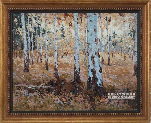 30X36 YUKHIM.BIRCH TREES/GOLD BEAD
