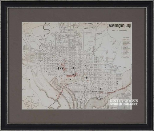 23 X 27 WASH. CITY MAP-DARK/SILVER