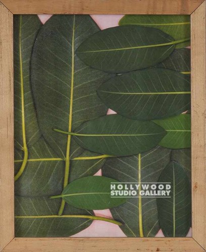 9x11 Leaf Print/Bleached Wood Frm