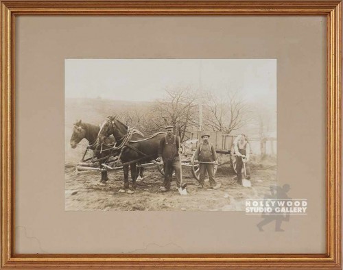 24x20 sepia men with horses/wagon