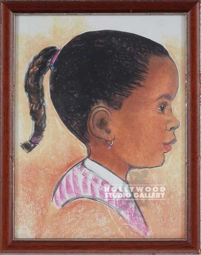 12X10 ETHNIC/LIL GIRL PROFILE/BROWN FRAME