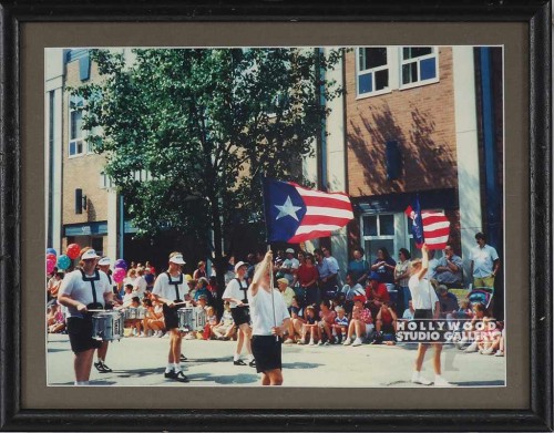 8X10 PPL IN A PARADE WITH FLAGS