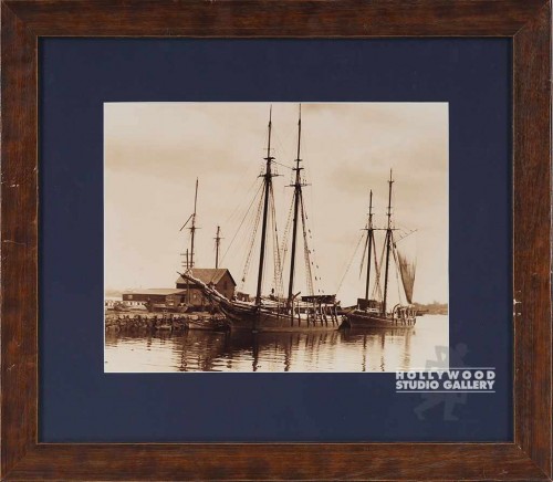 22x25 SEPIA SHIP PHOTO/BLU MAT