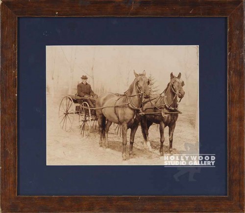 22x25 SEPIA HORSE-BUGGY/BLUE MAT