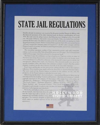 15X12 STATE JAIL REGULATIONS/FRAMED
