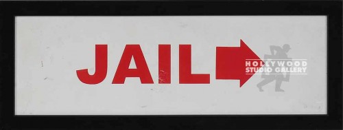 5X13 JAIL SIGN W/ARROW FRAMED