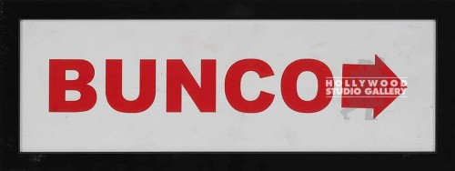 5X13 BUNCO SIGN W/ARROW FRAMED